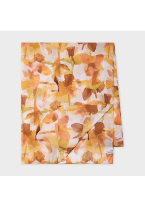 Paul Smith Women's Orange 'Floral Paint' Scarf
