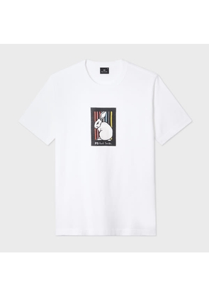 PS Paul Smith White Cotton 'Rabbit Stripe' Print T-Shirt