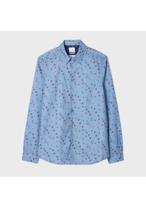 PS Paul Smith Tailored-Fit Light Blue 'Dice' Print Shirt