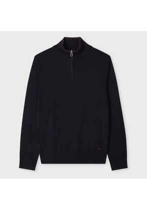 PS Paul Smith Navy Merino Wool Half Zip Sweater Blue