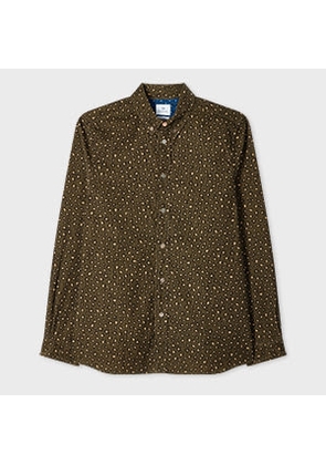 PS Paul Smith Khaki 'Animal' Print Corduroy Button-Down Shirt Brown