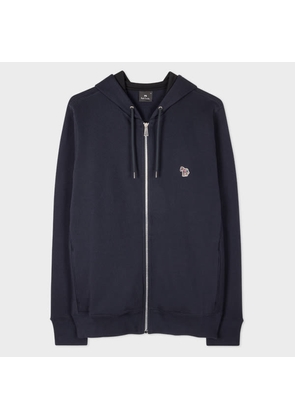 PS Paul Smith Dark Navy Cotton Zip-Front Zebra Logo Hoodie Blue