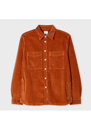 PS Paul Smith Rust Corduroy Patch-Pocket Overshirt Red