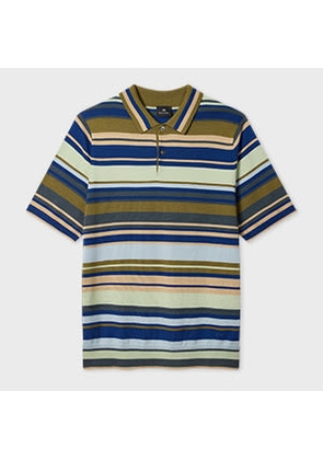 PS Paul Smith Khaki Multistripe Merino Wool Polo Shirt Green