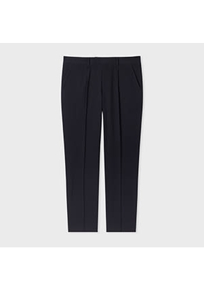 PS Paul Smith Navy Textured-Cotton Trousers Blue