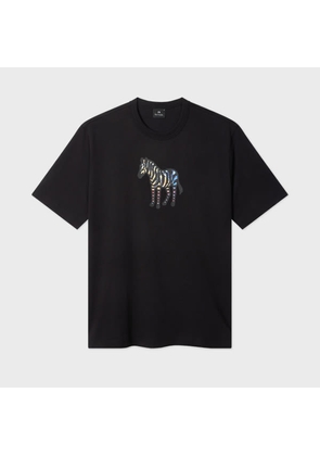 PS Paul Smith Black Multicolour Zebra Print T-Shirt
