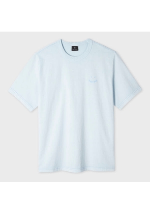 PS Paul Smith Pale Blue Pigment Dyed 'Happy' T-Shirt