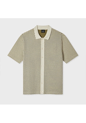 PS Paul Smith Khaki Jacquard Button-Through Polo Shirt White