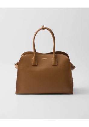 Large leather tote bag with buckles