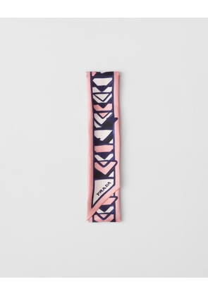 Printed twill skinny scarf
