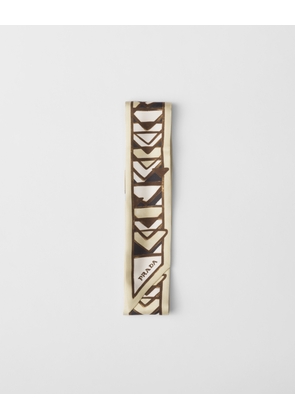 Printed twill skinny scarf