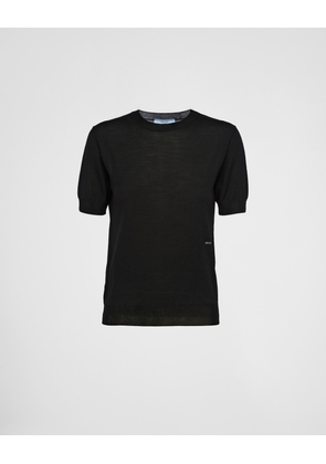 Worsted wool crew-neck sweater