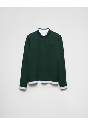 Long-sleeved cotton polo shirt