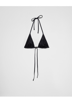 Jersey triangle bikini top with rhinestones