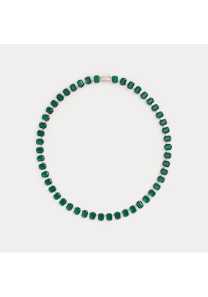 Rhodium-Plated Stone Tennis Necklace