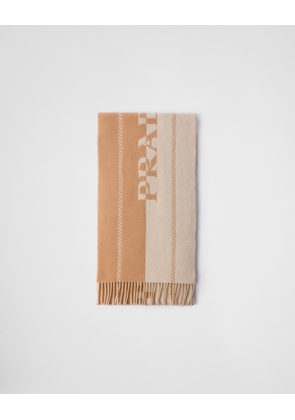 Small wool scarf with jacquard logo