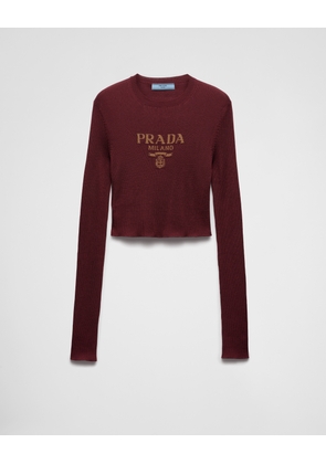 Cropped silk sweater with logo