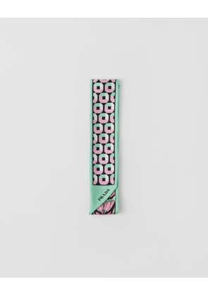 Printed silk twill skinny scarf