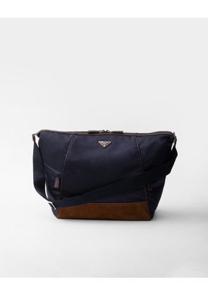 Re-Nylon and leather shoulder bag
