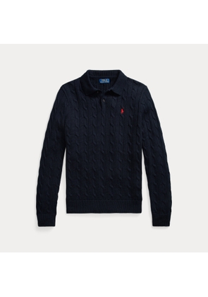 Cable-Knit Cotton Polo-Collar Jumper
