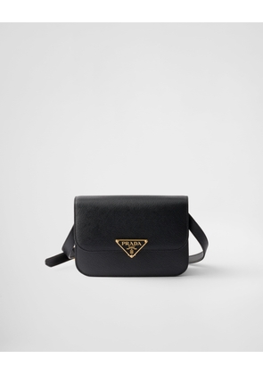 Saffiano leather flap shoulder bag