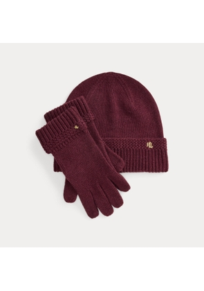 Rack-Stitched Knit Beanie & Glove Set