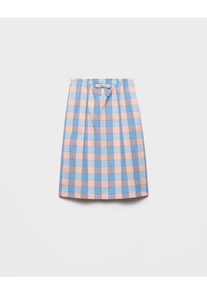 Checked poplin midi-skirt