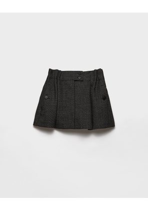 Gingham check mouliné wool miniskirt