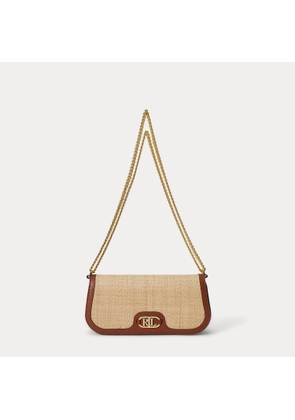 Raffia-Leather Medium Rylan Shoulder Bag