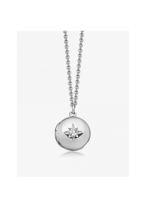 Womens Astley Clarke Biography Mini Sterling-Silver and White Sapphire Locket Necklace