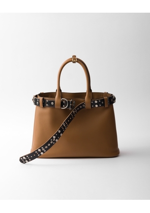 Prada Buckle large leather bag with studded belt