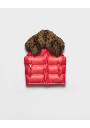 Re-Nylon and shearling down vest