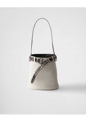 Prada Buckle leather bucket bag with studded belt
