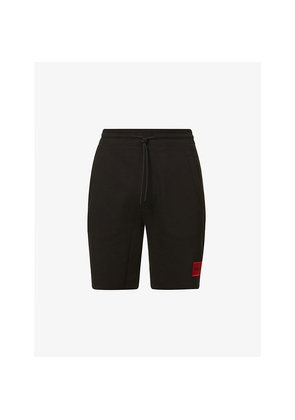 Mens Hugo Logo-Patch Relaxed-Fit Cotton-Jersey Shorts