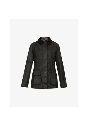 Womens Barbour Beadnell Tartan-Lined Waxed-Cotton Jacket