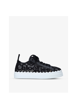 Womens Chloe Lauren Lace-Detail Leather Trainers