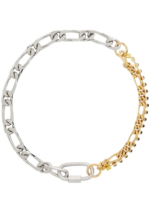 IN GOLD WE TRUST PARIS Silver & Gold Crystal Figaro Necklace