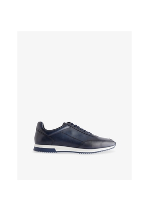 Mens Loake Bannister Tonal-Stitching Leather Low-Top Trainers