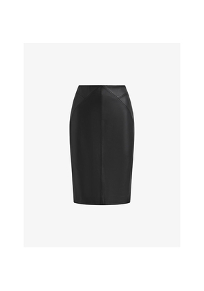 Womens Reiss Raya High-Rise Leather Pencil Midi Skirt