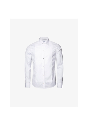 Mens Eton Piqué Contemporary-Fit Cotton-Twill Black Tie Shirt