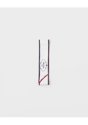 Printed silk twill jacquard skinny scarf