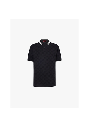 Mens Gucci Logo-Embroidered Contrast-Collar Stretch-Cotton Polo Shirt