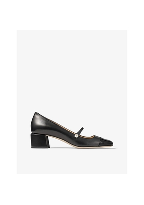 Womens Jimmy Choo Elisa Block-Heel Leather Heeled Courts