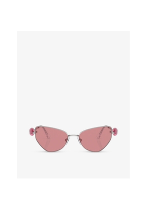 Womens Swarovski Sk7003 Irregular-Frame Metal Sunglasses