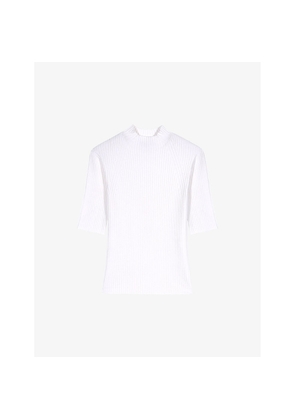 Womens Maje High-Neck Short-Sleeve Stretch-Cotton Jumper