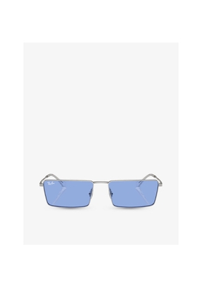 Womens Ray-Ban Rb3741 Emy Rectangle-Frame Metal Sunglasses