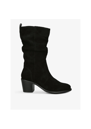 Womens Carvela Secil Scrunched-Ankle Suede-Leather Knee-High Boots