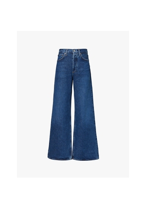 Womens Agolde Dame Faded-Wash Wide-Leg Denim Jeans