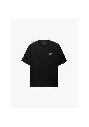 Mens Prada Brand-Plaque Oversized-Fit Polyester T-Shirt