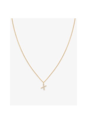 Womens Astrid & Miyu Initial x 18ct Yellow Gold-Plated Sterling-Silver and Cubic Zirconia Pendant Necklace